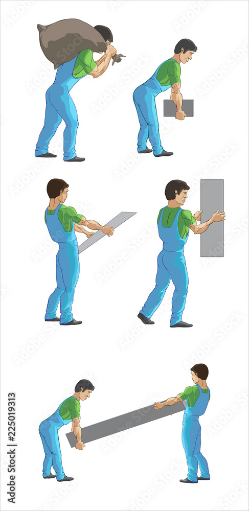 Fototapeta premium A set of characters of couriers and movers