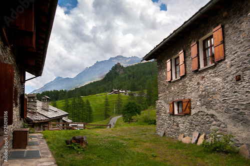 traditional house in the alpine village with mountain view