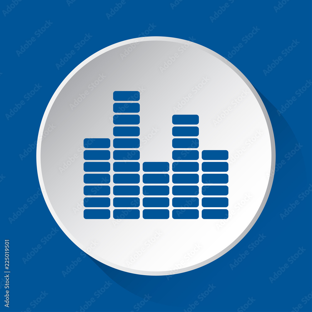equalizer symbol, simple blue icon on white button equalizer symbol, simple blue icon on white button