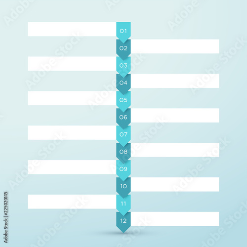 12 Step Arrow List White Banners Infographic Diagram