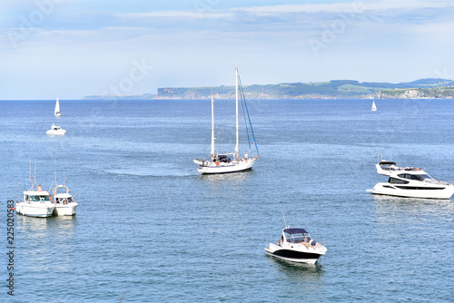 Boats Sailing in the North Sea, Santander, Cantabria, Spain © akturer