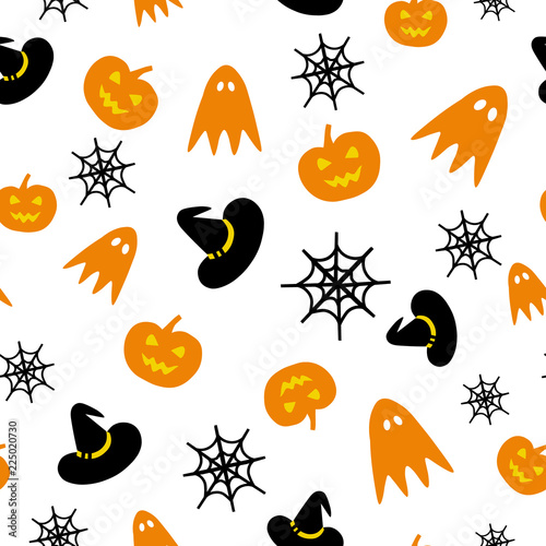 Halloween seamless pattern on white background
