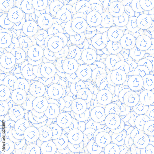 Social media icons. Social media marketing concept. Falling scattered thumbs up. Scattered pattern e