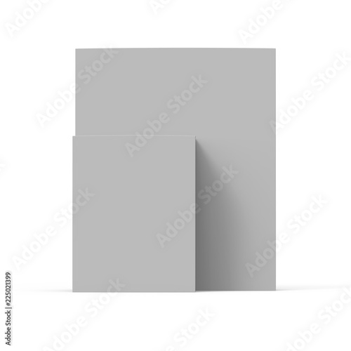 2 grey glossy paper product boxes isolated on white background mockup.