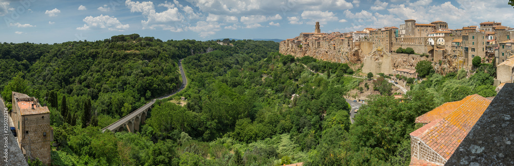 Panoramic view of the beautiful town pf Pitigliano in Tuscany, Italy