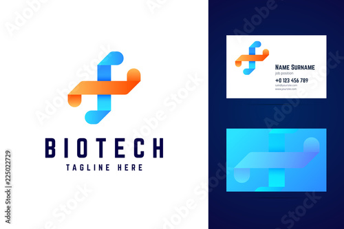 Biotechnology dna logo and business card template.
