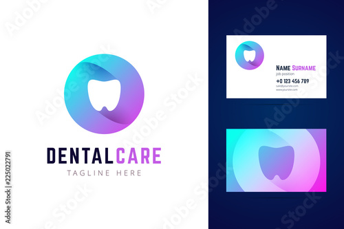 Dental stomatologic logo and business card template.