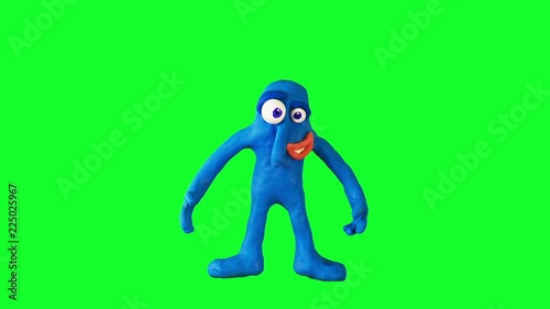 Animated plasticine Felix speak. Claymation. Greenscreen
