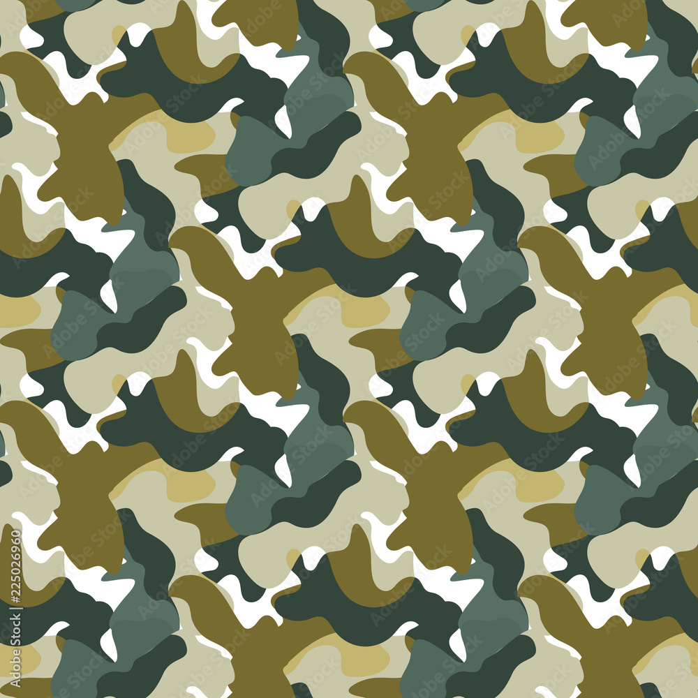 Fototapeta premium Vector Camouflage green and gray color seamless pattern. Khaki repeat como abstract background.