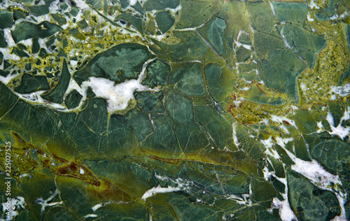 The surface of a plate of diabase with epidote for a background close-up.