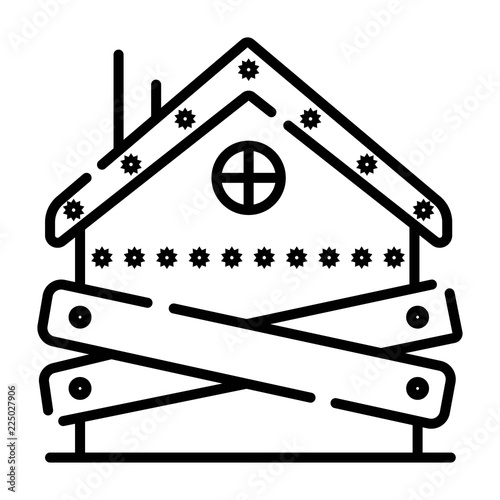 bankruptcy - boarded-up house icon, vector illustration