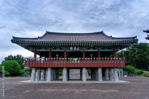 Traditional Korean style pavilion at Okpo great vitory commemoative park on Geoje island, Gyeongsangnam-do, South Korea.