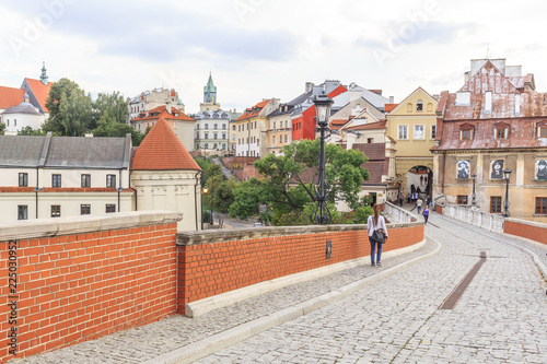 Lublin, Zamkowa street - view towards Grodzka Gate, Grodzka Street and tenement houses of old town.