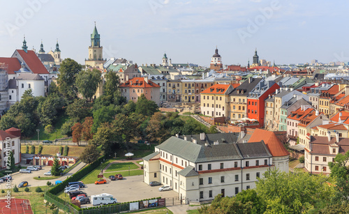 Panorama of old town seen from tower of castle in Lublin