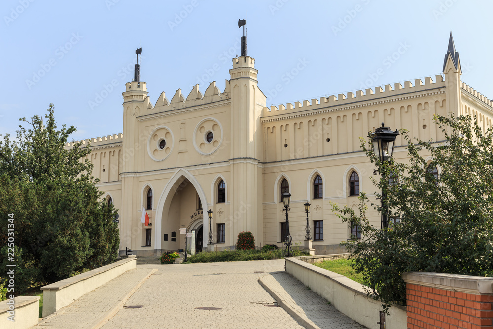 Castle in Lublin, view from Zamkowa street and Old Town. 