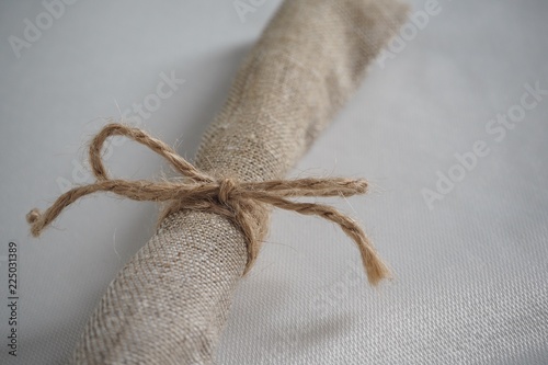 bow knot, jute twine, sackcloth