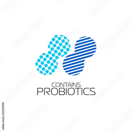 Probiotics logo. Bacteria logo. Concept of healthy nutrition ingredient for therapeutic purposes. Simple flat style trend modern logotype graphic design isolated