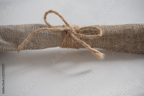 bow knot, jute twine, sackcloth