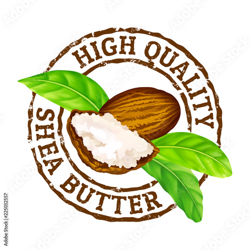 Vector grunge rubber stamp High quality shea butter on a white.