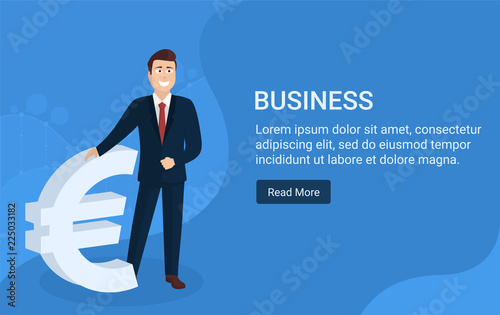 Businessman cartoon character.Suitable for responsive website header design and social media posts. photo