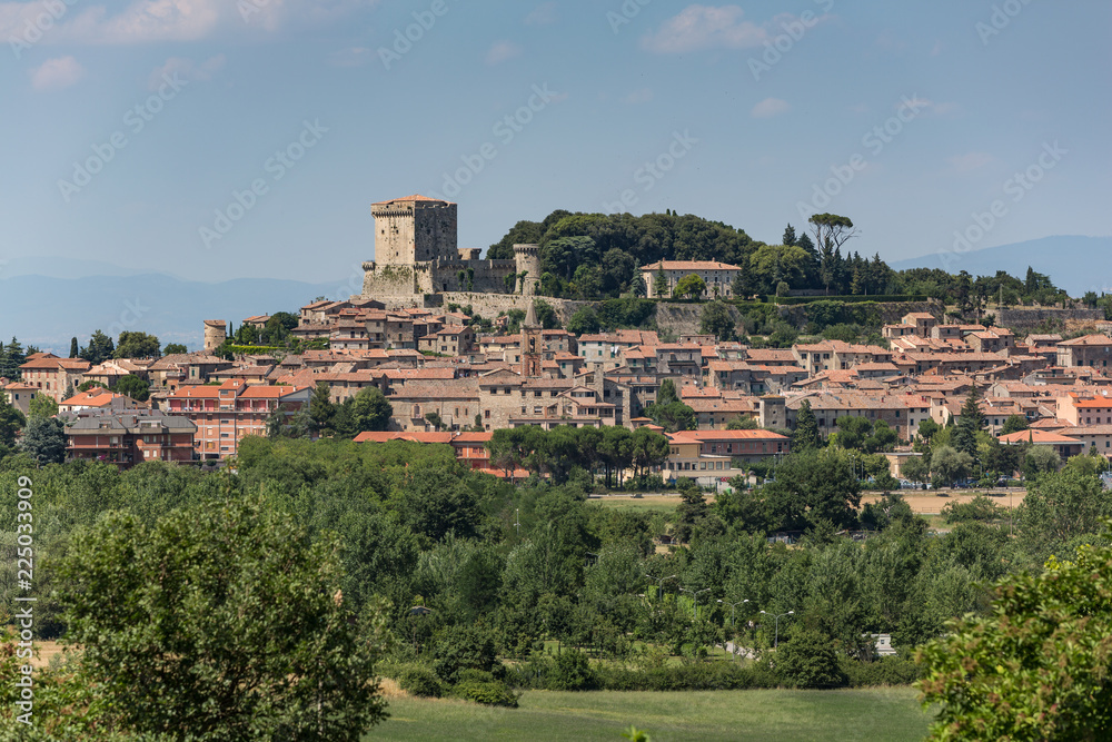 The hilltop town of Sarteano in Tuscany, Italy