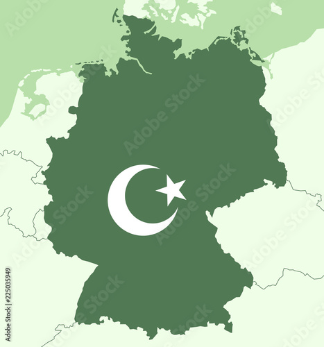 Islam and islamic religion in Germany - muslims in the country. Religion and religious believers in the European state. Vector illustration