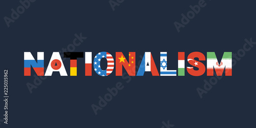 Nationalism - national identity and patriotism. Nationalist loving homeland and own country and state. Vector illustration