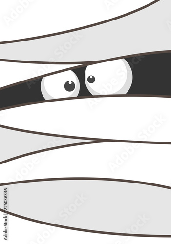 eyes of a bandaged mummy