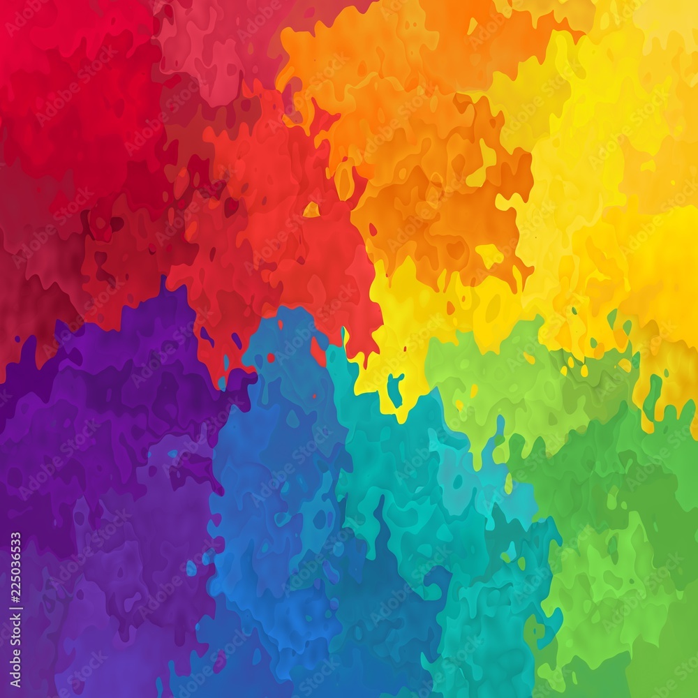 Obraz premium abstract stained pattern texture square background full color spectrum rainbow - modern painting art - watercolor splotch effect