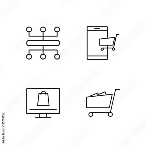 business simple outlined icons set