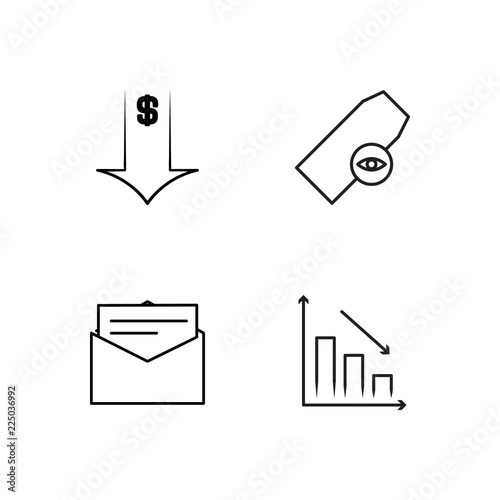 business simple outlined icons set photo