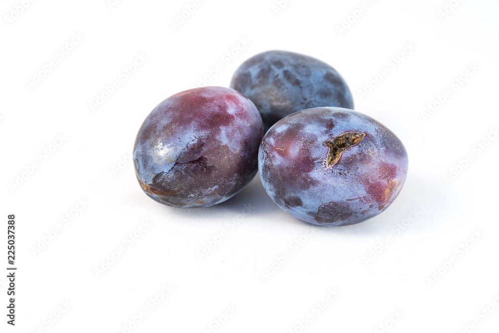 three bad plum on the white background