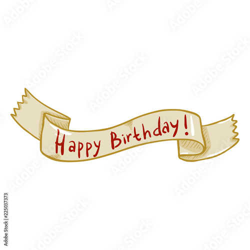 Vector Single Ribbon with Text - Happy Birthday