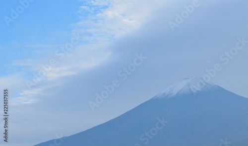 Landscape of snow capped Mount Fuji in Japan