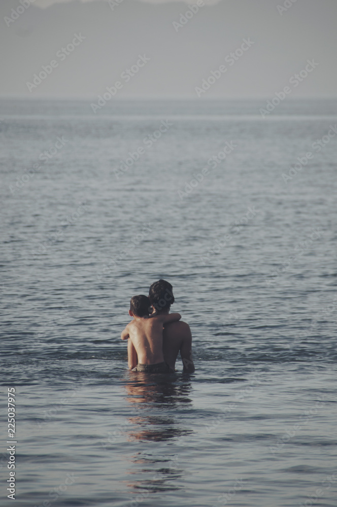 Filipino Father and Son at Sea