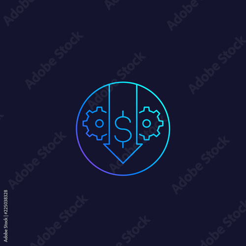 cost reduction or reduce icon, line vector