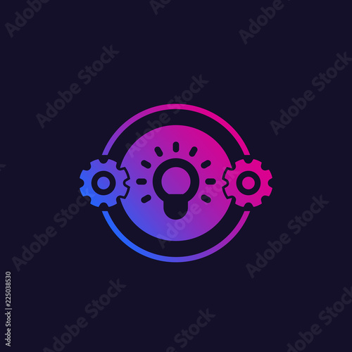 idea vector icon with light bulb and gears