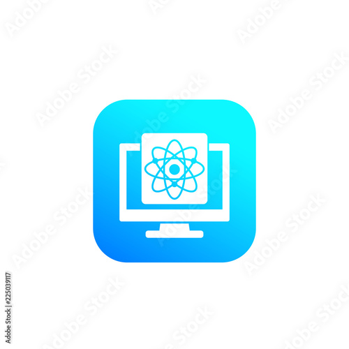atom vector icon with computer