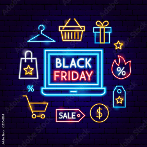 Black Friday Laptop Neon Concept