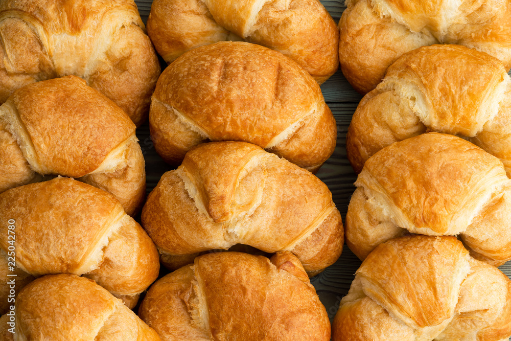 Full frame of fresh Croissants for breakfast Full frame of fresh Croissants for breakfast