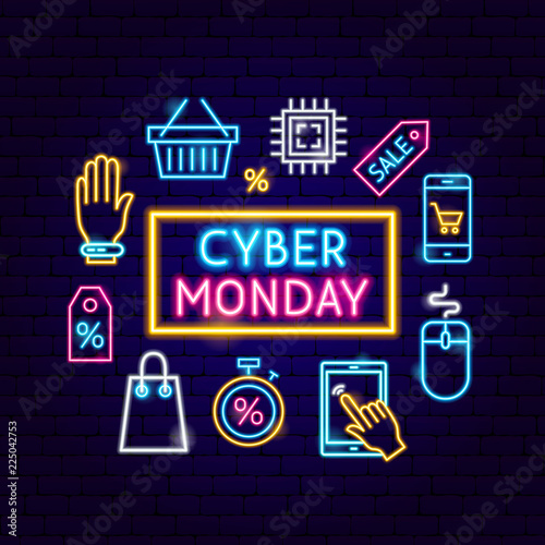 Cyber Monday Sale Neon Concept