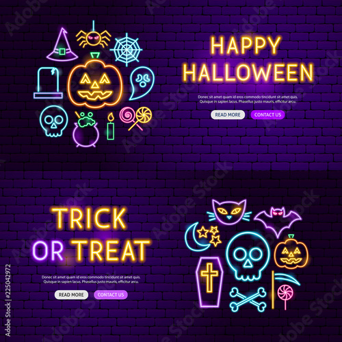 Halloween Neon Website Banners