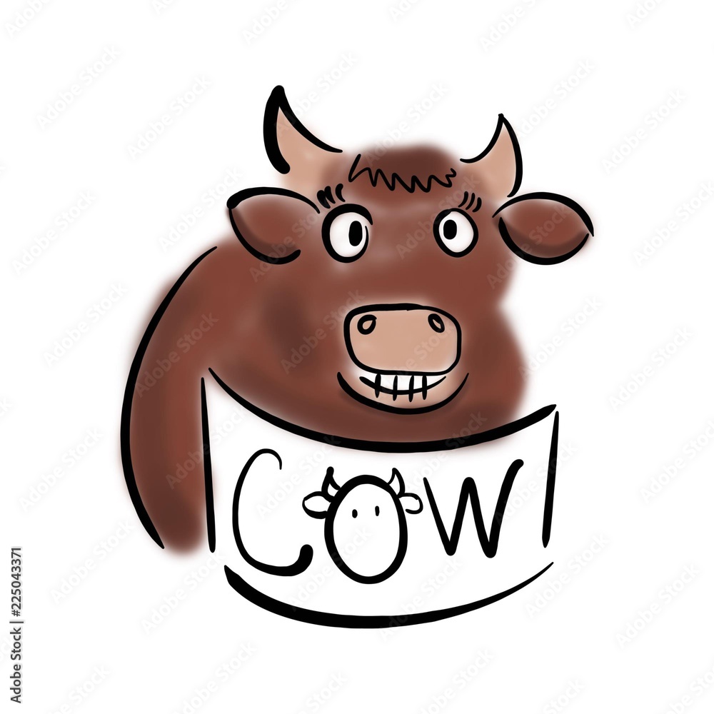 Smiling cow with banner Smiling cow with banner