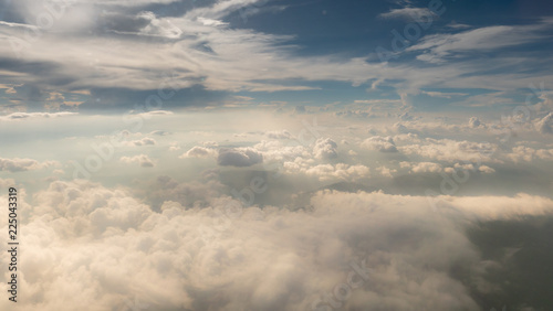clouds seen from an airplane,blue sky sunshine,amazing background