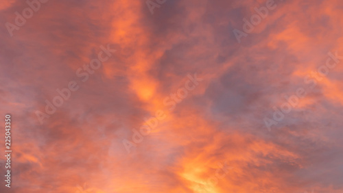 Evening sky and fluffy clouds with copy space, Cloud on twilight sky background, Beautiful cloudscape background