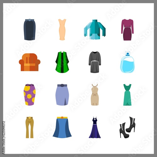 fashionable icon. skirt and jacket vector icons in fashionable set. Use this illustration for fashionable works.