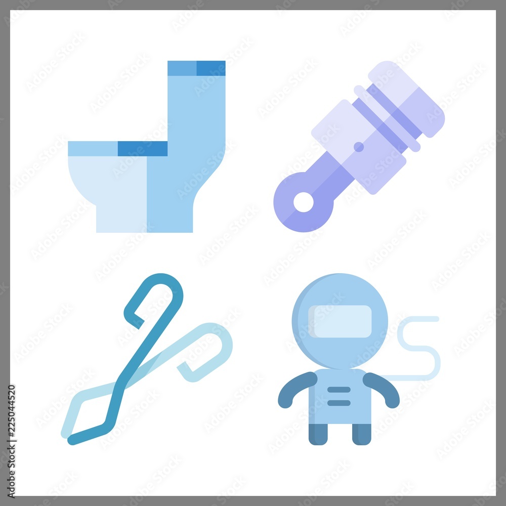 4 element icon. Vector illustration element set. astronaut and crucible tongs icons for element works