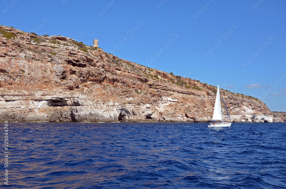 sailing the Mediterranean Sea off Mallorca Spain