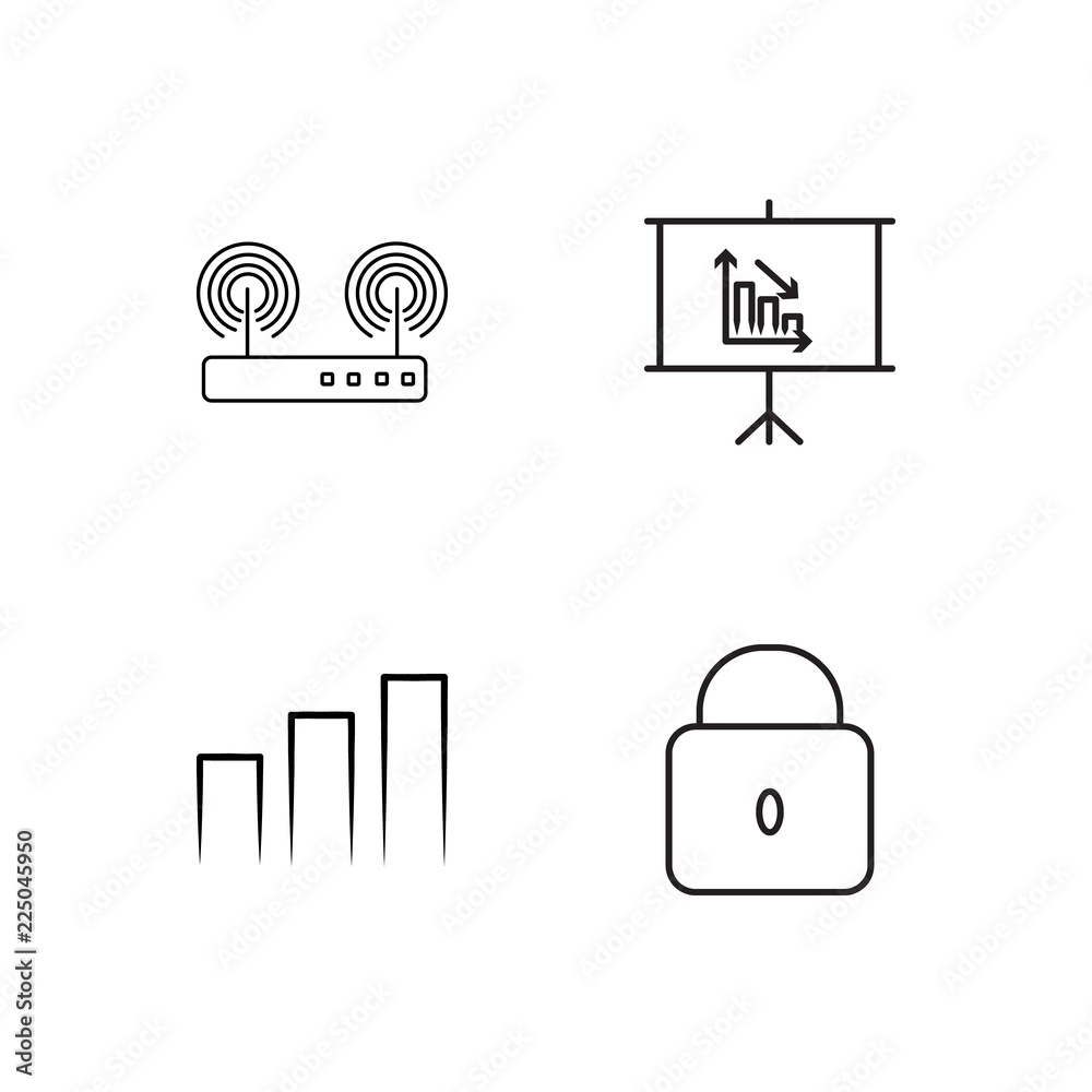 business simple outlined icons set