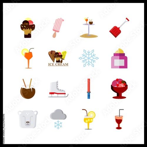 16 ice icons set